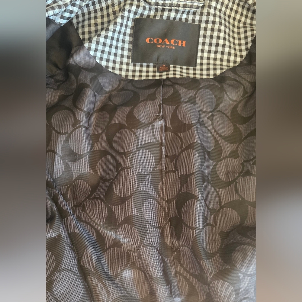 Coach Gingham Checked Short Trench Coat Medium Raincoat Gingham Plaid - Picture 11 of 14